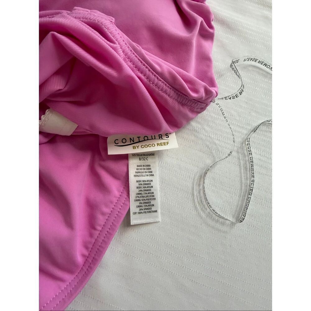 Contours By CoCo Reef Pink One Shoulder One Piece Swimsuit Size 8/32C - Picture 6 of 7